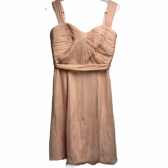 Amsale g782c blush chiffon bridesmaid dress size 6 - Picture 1 of 11